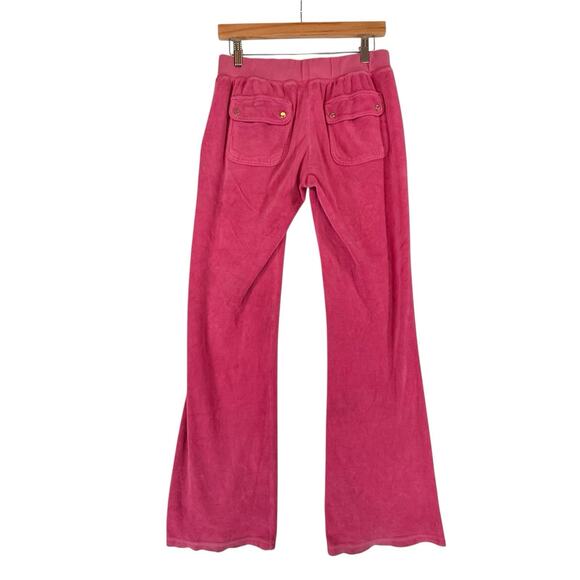 VTG Y2k Juicy Couture Pink Velour Track Pants SIZE MEDIUM Snap Pockets USA READ - Picture 3 of 15